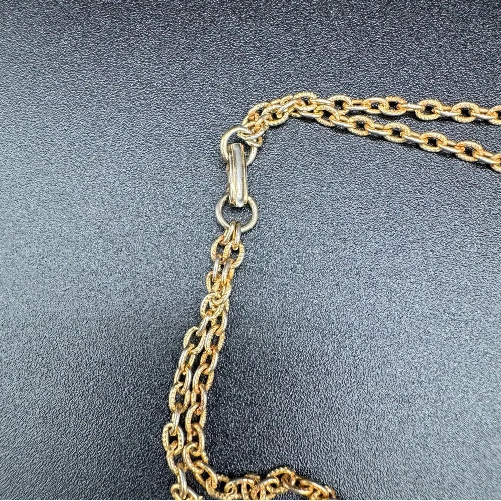 Vintage 1920s Art Nouveau Style Austrian Crystal Gold Tone Floral Necklace Set - Picture 16 of 17